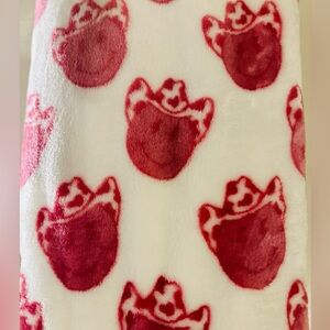 Hot Pink Cowboy Smiley Face Throw Blanket 60”x70” 100% polyester